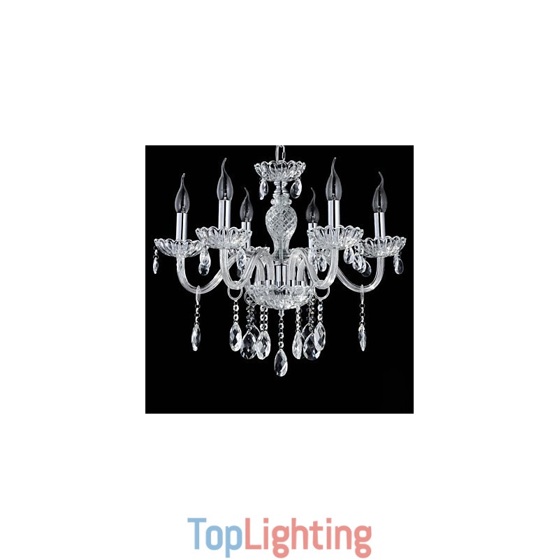 6 Light The style of palace Glass Chandelier With Candle Bulb