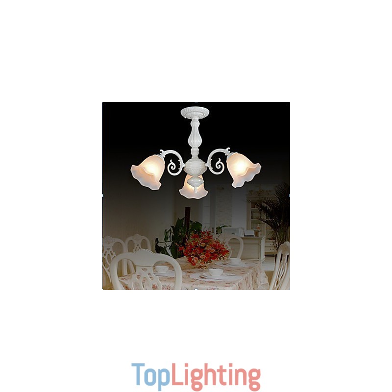 Flush Mount Three Lights White European Retro Classic