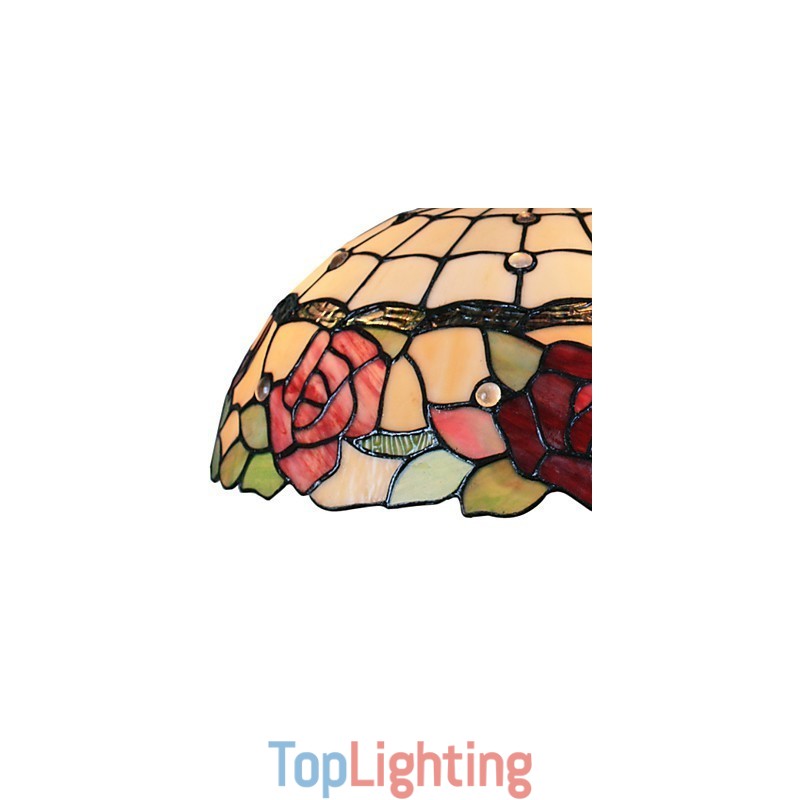 Pendant Light with 2 Light in Rose Patterned Shade