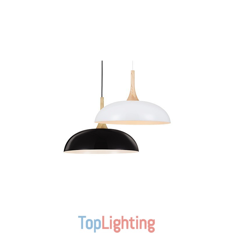 Mini Artistic Pendant Lamp 1 Light Modern Simplicity Black White Finish Aluminum & Wooden Droplight
