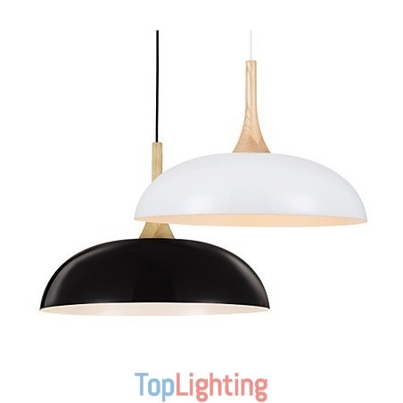 Mini Artistic Pendant Lamp 1 Light Modern Simplicity Black White Finish Aluminum & Wooden Droplight