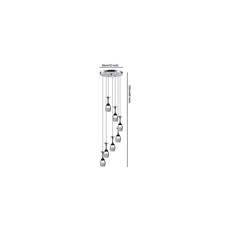 Modern Pendant Light 7 Lights Integrated Bulbs Included Stair Light