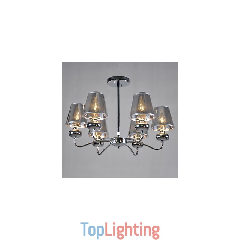 Vintage Chandelier 6 Light Classic Fabric Metal Painting