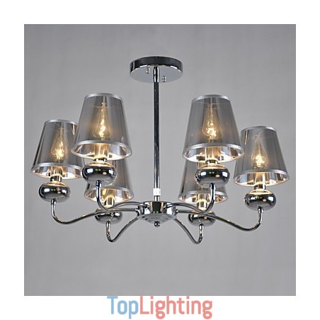 Vintage Chandelier 6 Light Classic Fabric Metal Painting Vintage Chandelier 6 Light Classic Fabric Metal Painting