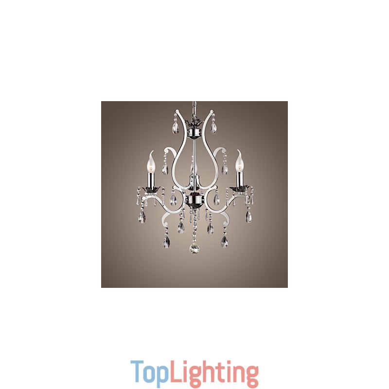 Crystal Chandelier with 3 Lights in Metal