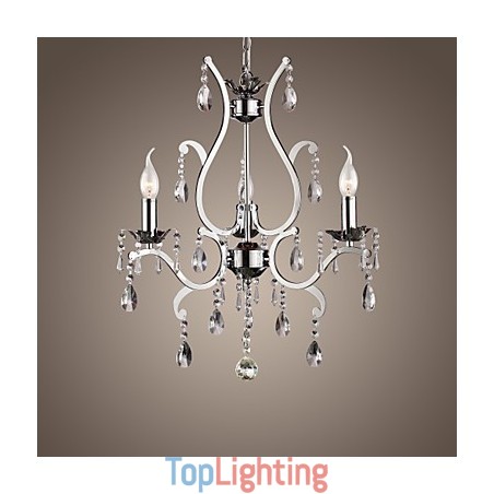 Crystal Chandelier with 3 Lights in Metal Crystal Chandelier with 3 Lights in Metal