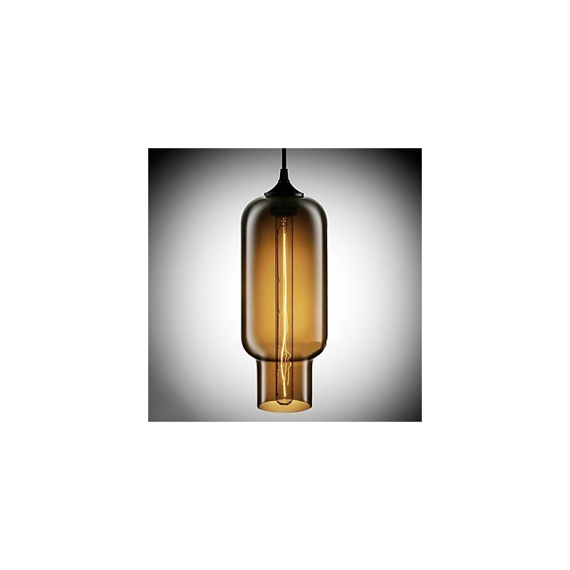70W Modern Glass Pendant Light in Brown Bubble Design