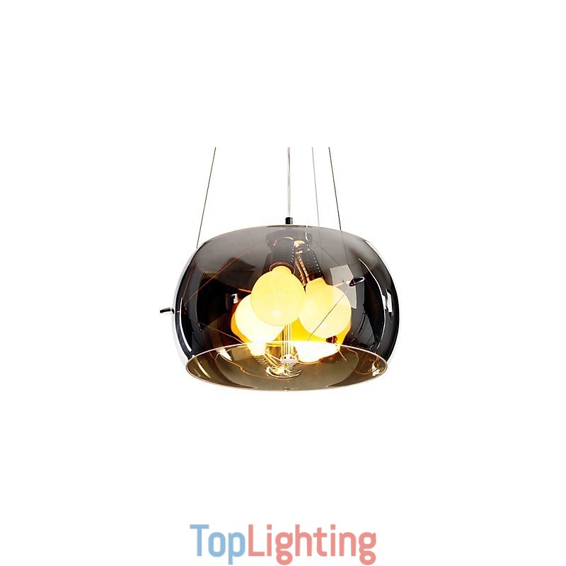 Italian Style Modern Quaint 3 Light Pendant With Black Transparent Shade