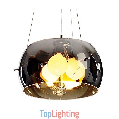 Italian Style Modern Quaint 3 Light Pendant With Black Transparent Shade Italian Style Modern Quaint 3 Light Pendant With Black Transparent Shade