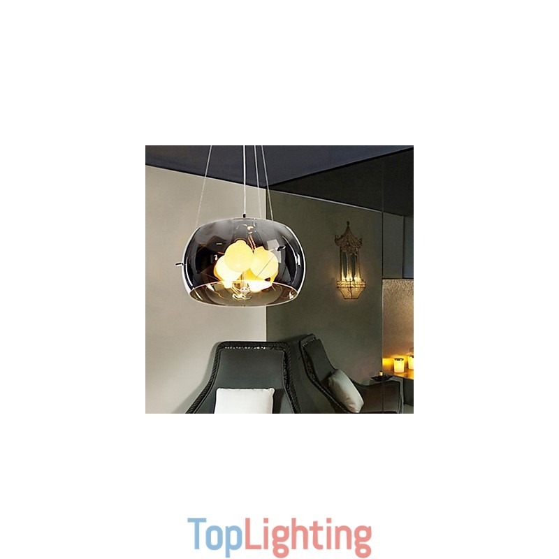 Italian Style Modern Quaint 3 Light Pendant With Black Transparent Shade