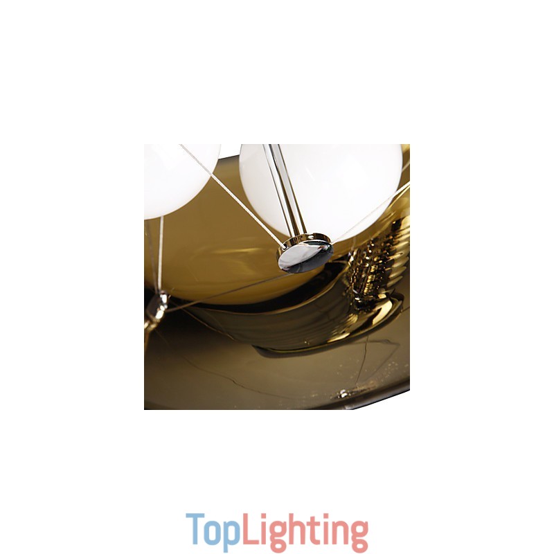Italian Style Modern Quaint 3 Light Pendant With Black Transparent Shade