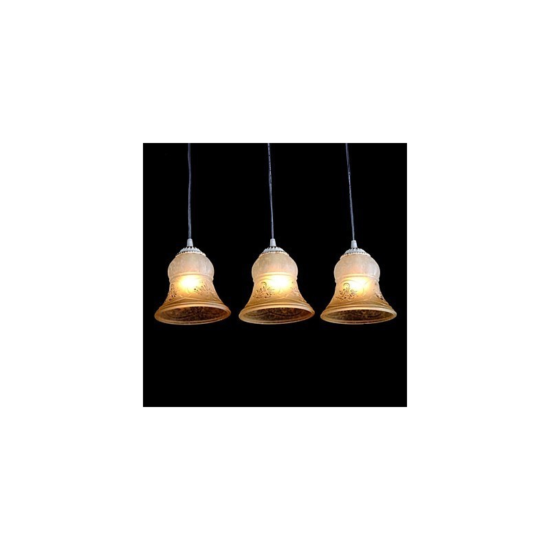 White Pendant Three Lights Pattern Glass Shade Hand Gilt European Retro Classic