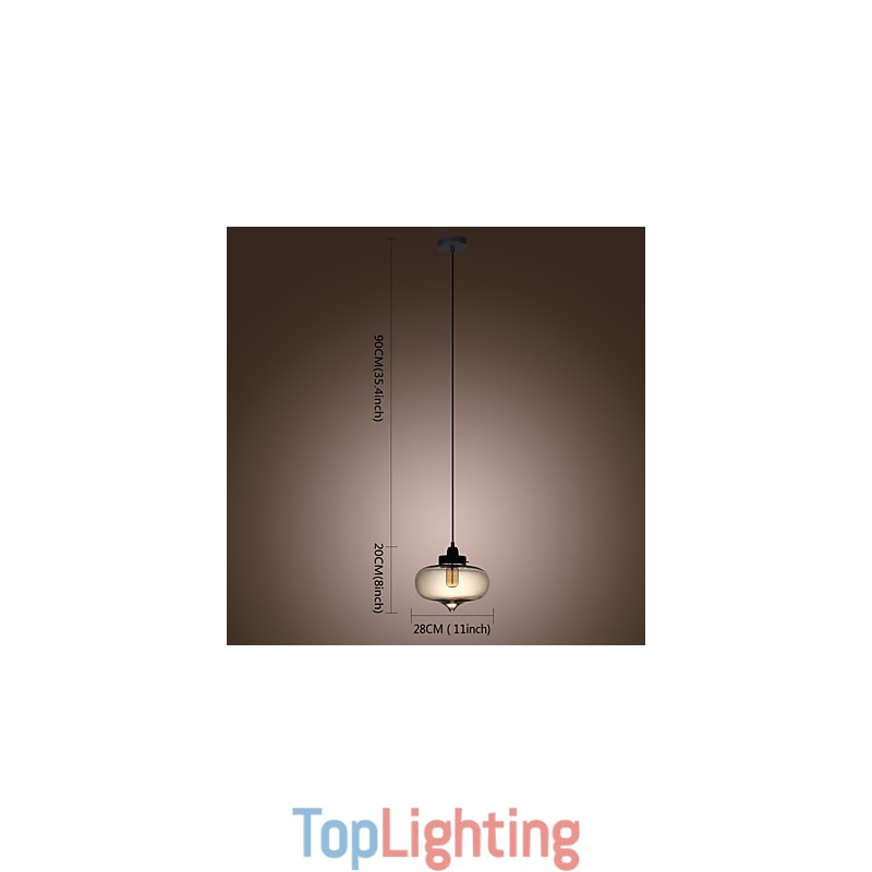 Transparent Glass Pendant Light in Brown Bubble Design
