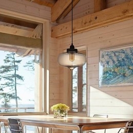 Transparent Glass Pendant Light in Brown Bubble Design