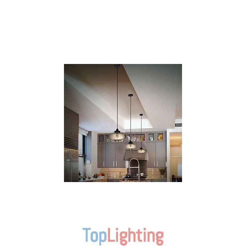 Transparent Glass Pendant Light in Brown Bubble Design