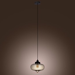 Transparent Glass Pendant Light in Brown Bubble Design