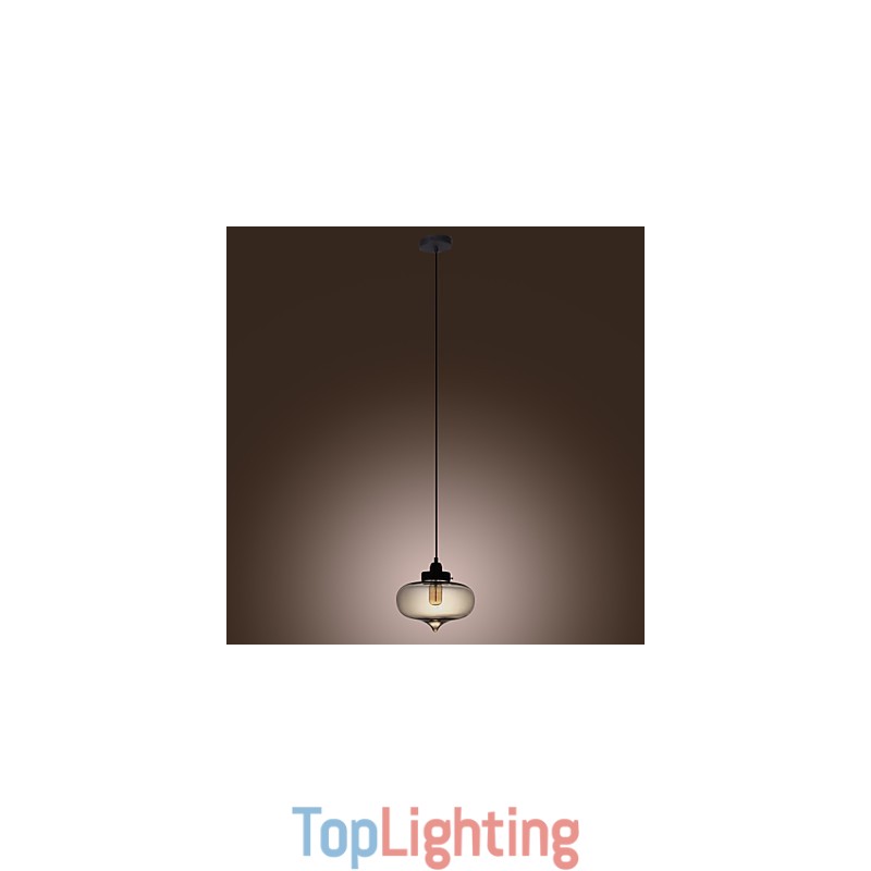 Transparent Glass Pendant Light in Brown Bubble Design