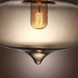 Transparent Glass Pendant Light in Brown Bubble Design