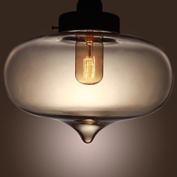 Transparent Glass Pendant Light in Brown Bubble Design