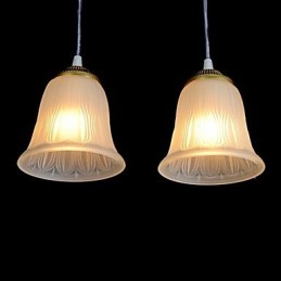 Bronze Pendant Four Lights Pattern Glass Shade European Retro Classic