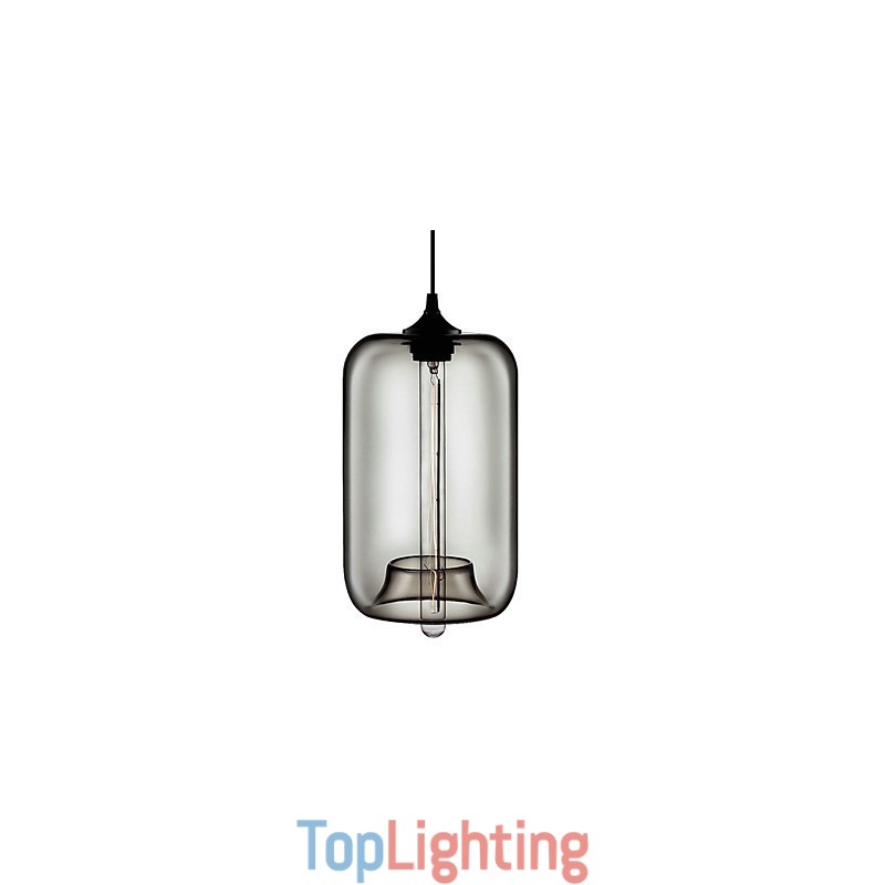70W Transparent Glass Pendant Light in Black Bubble Design
