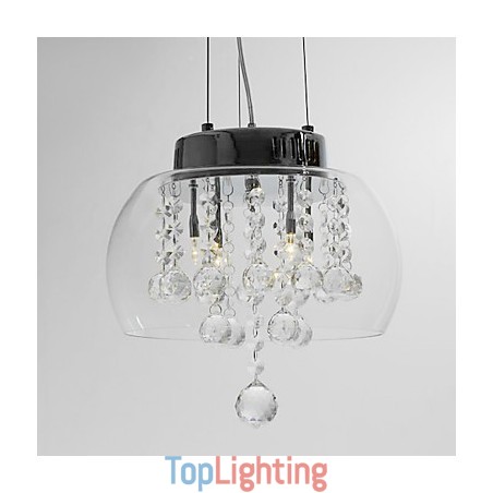 Artistic 4 Light Crystal Pendant Light with Glass Shade Artistic 4 Light Crystal Pendant Light with Glass Shade