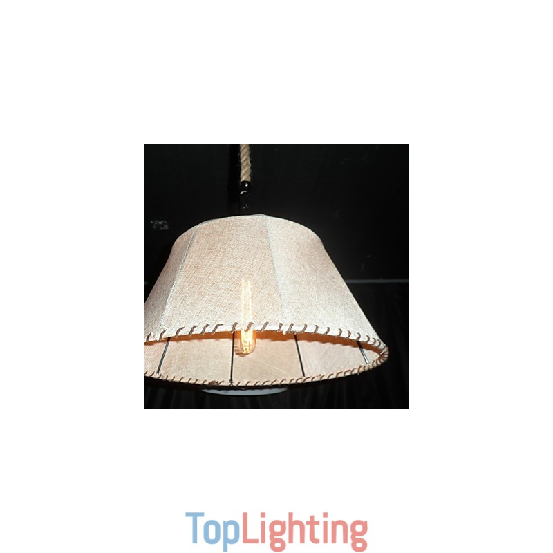 North American Style Retro 1 Light Pendant In Fabric Shade