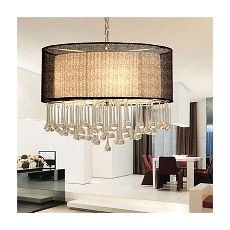 Contemporary Crystal 4 Light Pendant With Black Shade Contemporary Crystal 4 Light Pendant With Black Shade