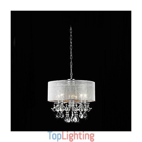 Modern 5 Light Crystal Pendant Light with Fabric Shade Modern 5 Light Crystal Pendant Light with Fabric Shade