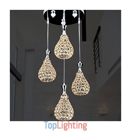 4 Heads Pendant Light Crystal Modern Contemporary Metal 4 Heads Pendant Light Crystal Modern Contemporary Metal