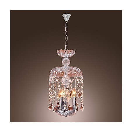 Modern Crystal Pendant Light with 3 Lights in Glass Shade Modern Crystal Pendant Light with 3 Lights in Glass Shade