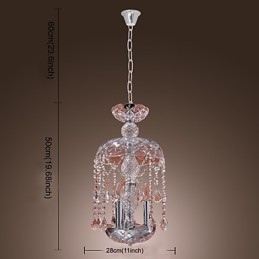 Modern Crystal Pendant Light with 3 Lights in Glass Shade