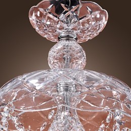 Modern Crystal Pendant Light with 3 Lights in Glass Shade