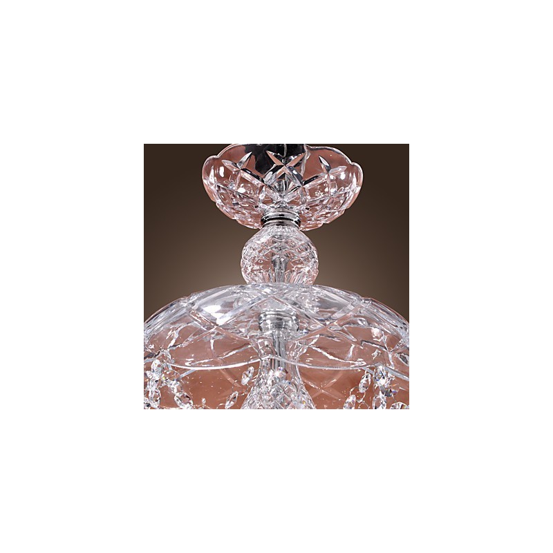 Modern Crystal Pendant Light with 3 Lights in Glass Shade