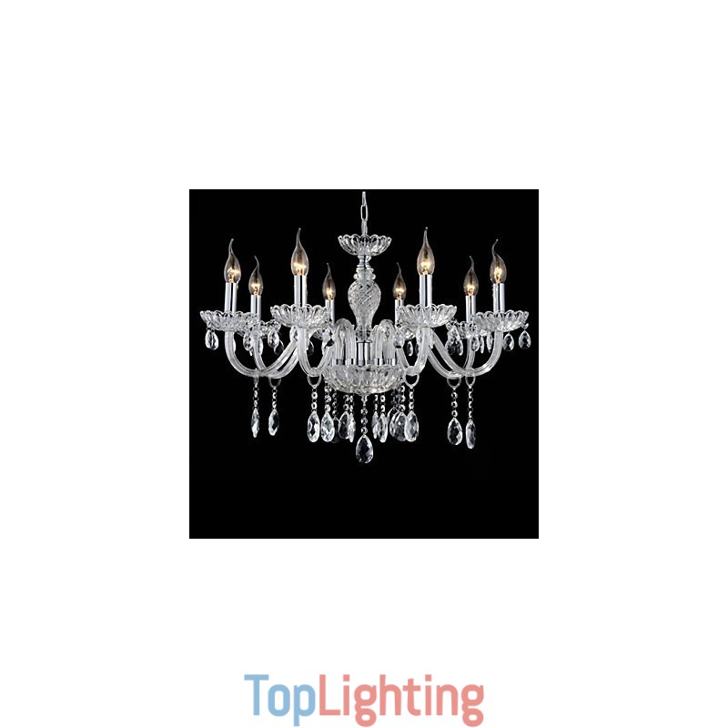 8 Light The style of palace Glass Chandelier With Candle Bulb