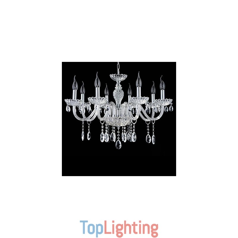 8 Light The style of palace Glass Chandelier With Candle Bulb