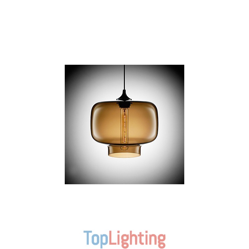 70W Modern Glass Pendant Light in Brown Transparent Bottle Design