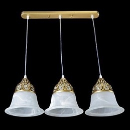 Bronze Pendant Three Lights Moire Glass European Classic