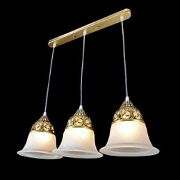 Bronze Pendant Three Lights Moire Glass European Classic