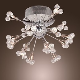 Modern Contemporary Crystal Chrome Metal Flush Mount