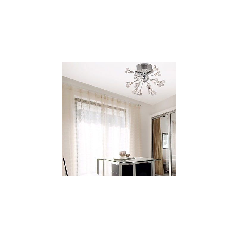 Modern Contemporary Crystal Chrome Metal Flush Mount
