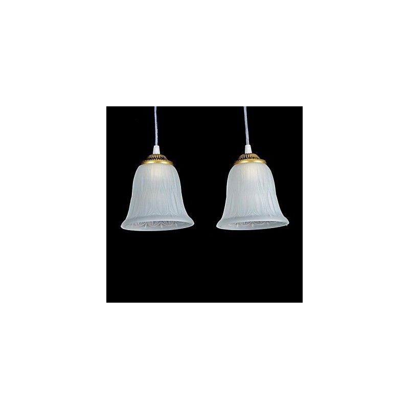 Bronze Pendant Three Lights Pattern Glass Shade European Retro Classic