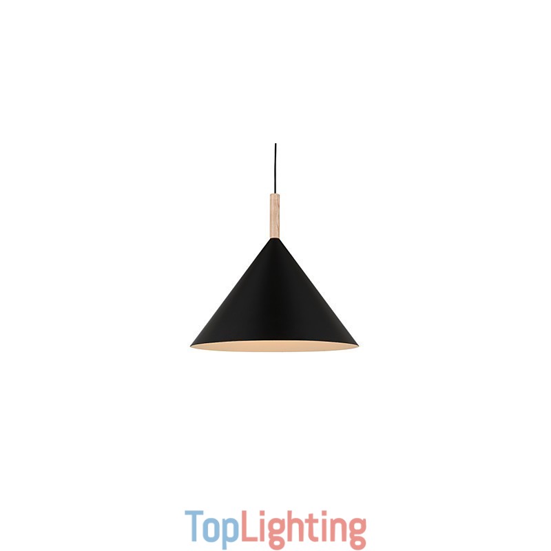 Mini Artistic Cone Pendant Lamp 1 Light Mordern Simplicity Finish Black White Aluminum & Wooden Droplight