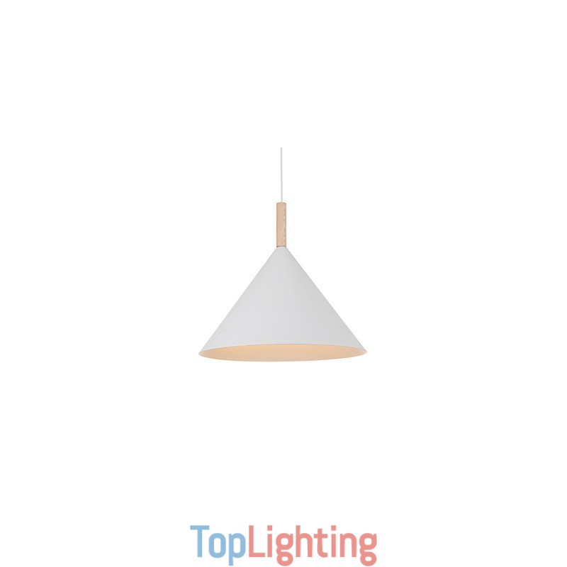 Mini Artistic Cone Pendant Lamp 1 Light Mordern Simplicity Finish Black White Aluminum & Wooden Droplight