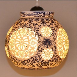 Retro Ceramic lamp lamp Stairs Blue Single Head Chandelier Creative