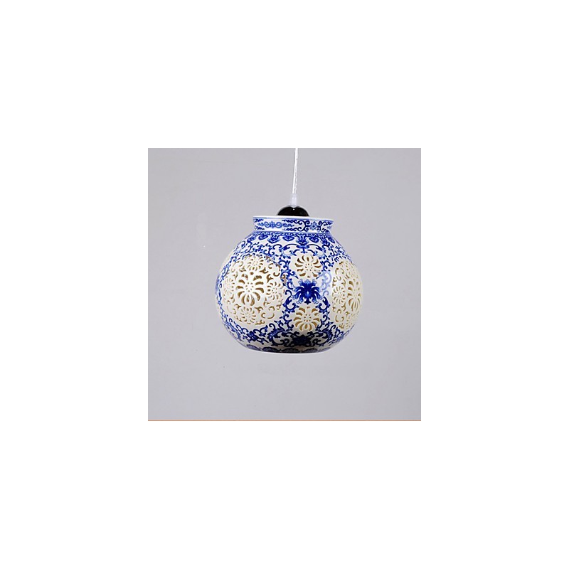 Retro Ceramic lamp lamp Stairs Blue Single Head Chandelier Creative