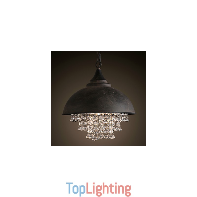 Loft Pendant Light Crystal Retro Coffe Light Garage Metal