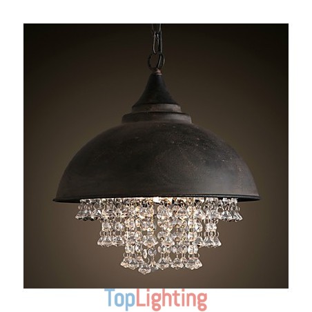 Loft Pendant Light Crystal Retro Coffe Light Garage Metal Loft Pendant Light Crystal Retro Coffe Light Garage Metal