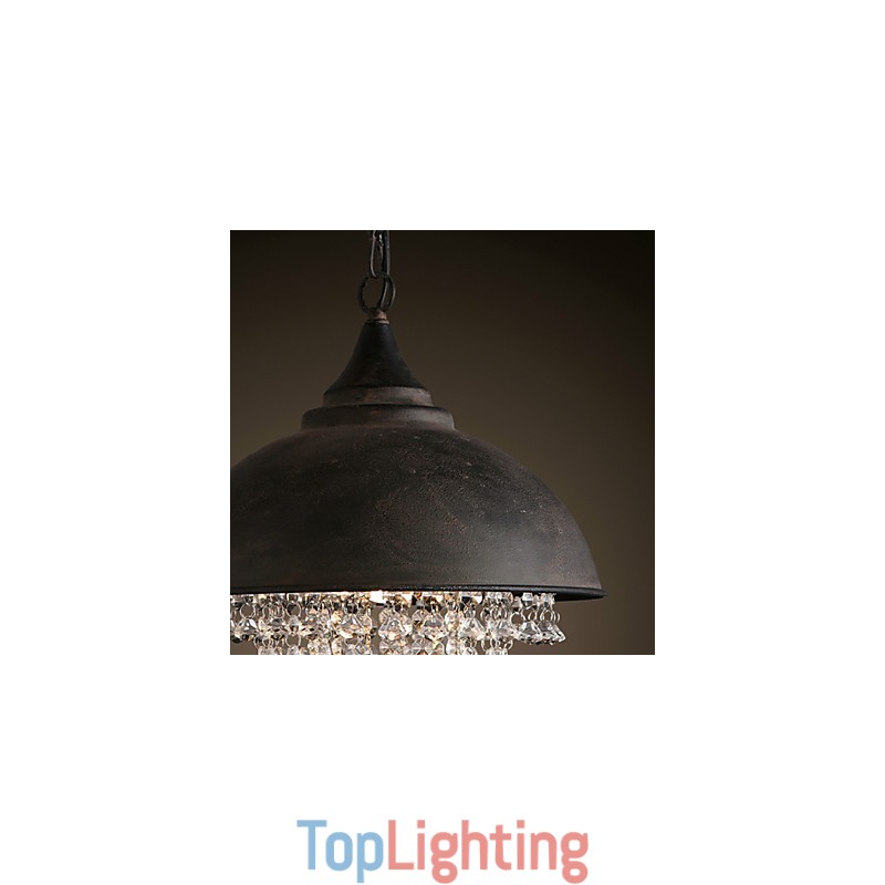 Loft Pendant Light Crystal Retro Coffe Light Garage Metal