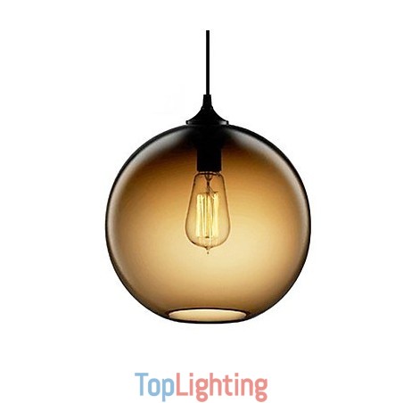 Modern Glass Pendant Light in Round Brown Bubble Design Modern Glass Pendant Light in Round Brown Bubble Design